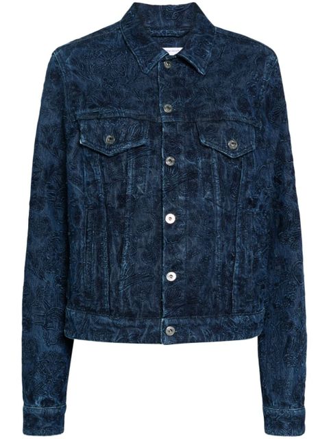 Off-White Tattoo embroidered denim jacket - Blue