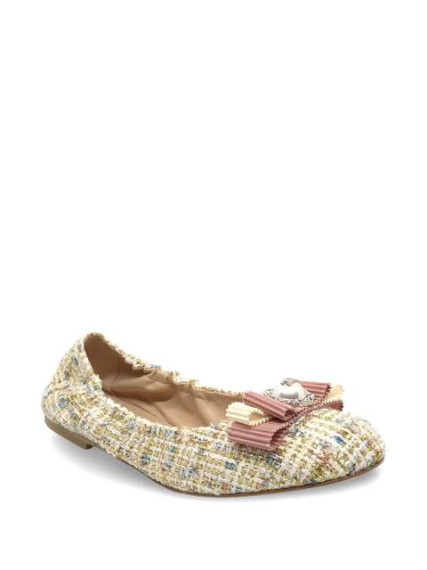 Casadei bow-detail tweed ballet flats - Neutrals - zdjęcie produktu nr 2