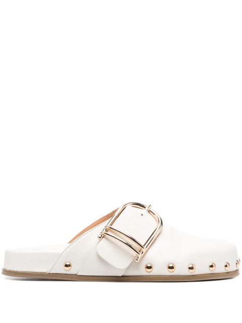 TWINSET buckle-fastened leather mules - White - zdjęcie produktu nr 1