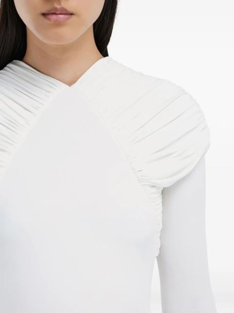 Ferragamo ruched long-sleeve dress - White