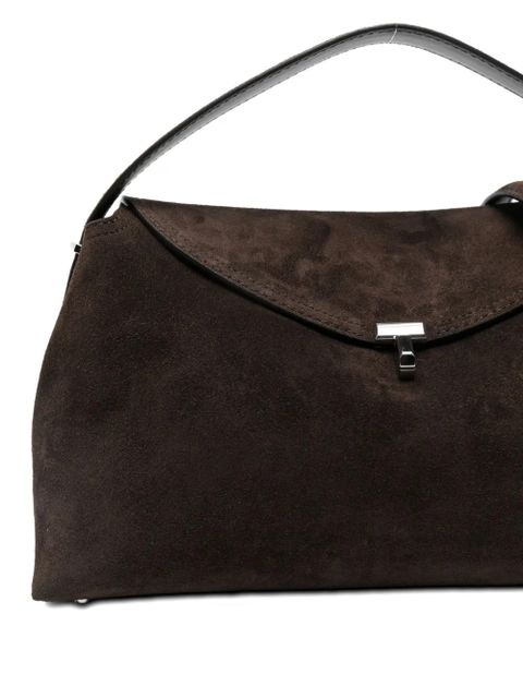 TOTEME T-lock suede top-handle shoulder bag - Brown