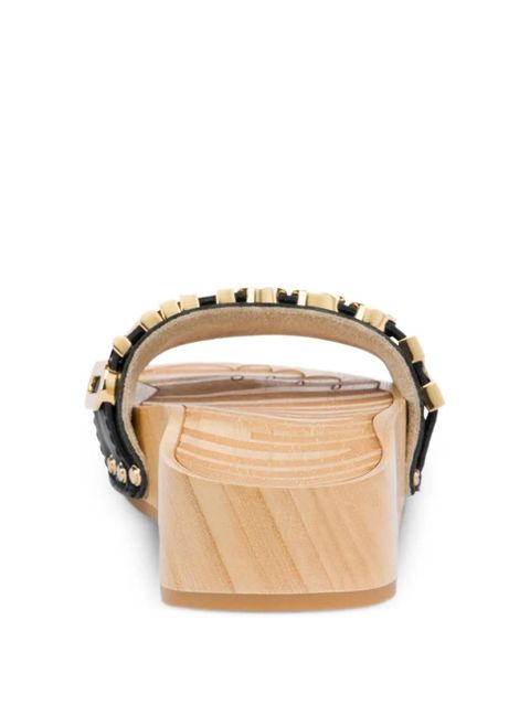 Moschino logo-lettering mules - Black