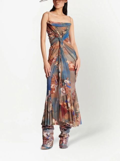 Balmain sky-print tulle maxi dress - Brown - zdjęcie produktu nr 2