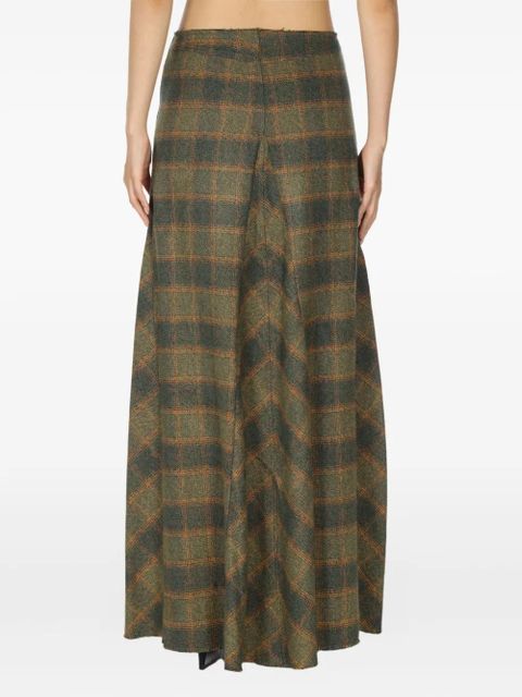 OUR LEGACY check-pattern pleated skirt - Green
