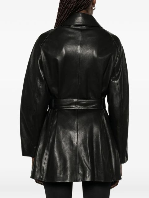 Nour Hammour Quinn double-breasted leather coat - Black