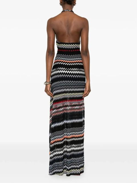 Missoni chevron-pattern halterneck maxi dress - Black