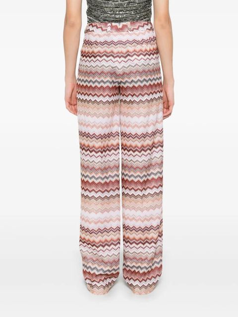 Missoni zigzag-pattern lamé trousers - Red