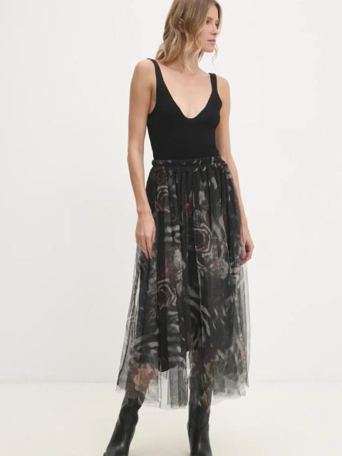 Answear.LAB spódnica kolor czarny midi rozkloszowana