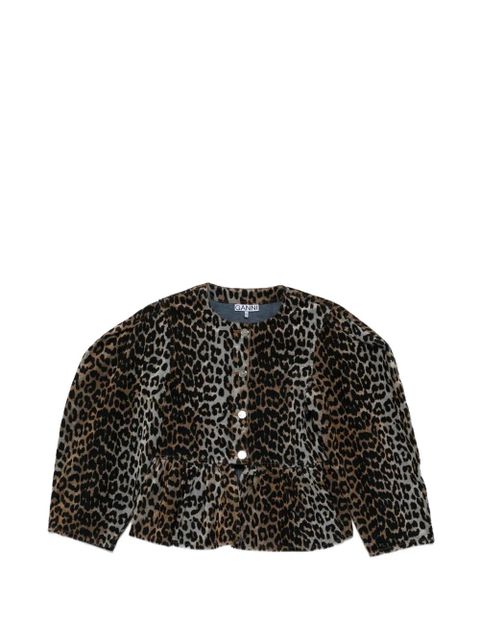 GANNI animal-print fitted jacket - Brown