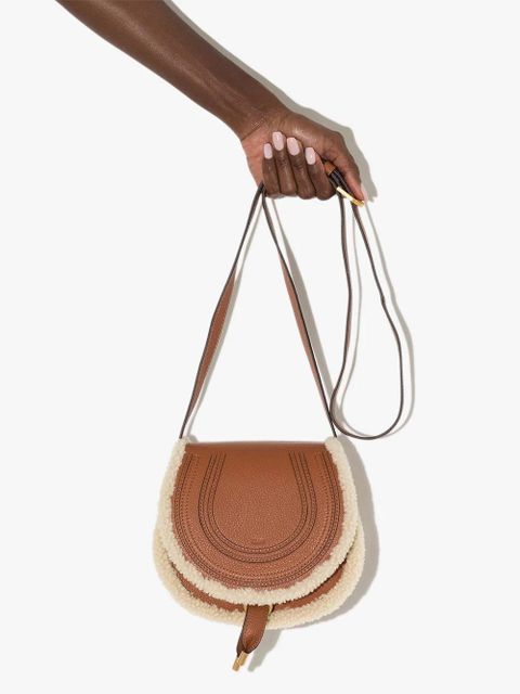 Chloé Marcie shearling trim bag - Brown