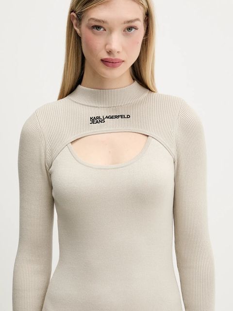 Karl Lagerfeld Jeans sukienka kolor beżowy mini dopasowana A4W13010