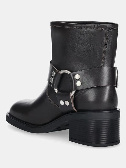 Answear.LAB botki skórzane kolor brązowy na słupku