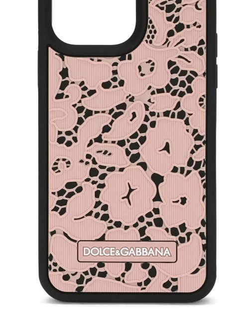 Dolce & Gabbana floral-lace iPhone 14 Pro Max case - Pink