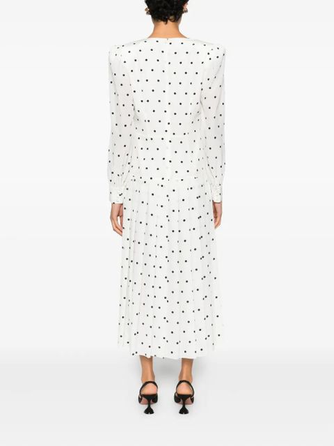 Alessandra Rich polka dot pleated midi dress - White