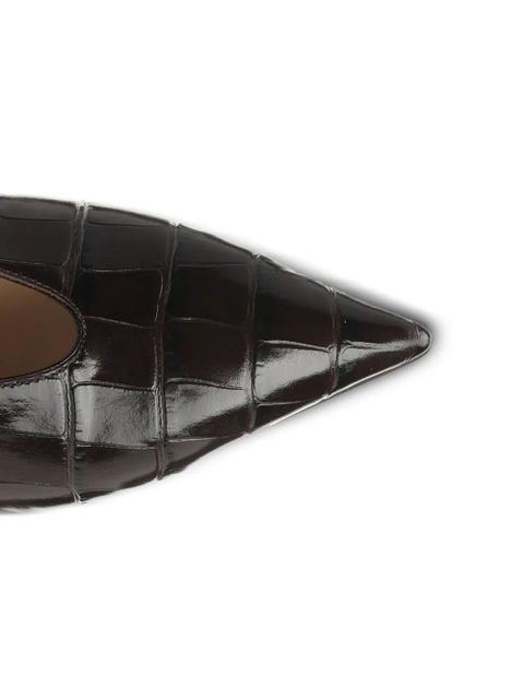 Le Monde Beryl crocodile-pattern pointed-toe pumps - Brown