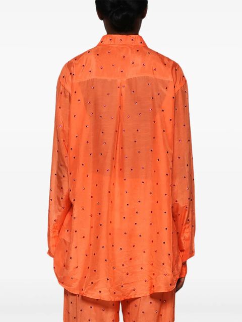 Oséree gem-embellished sheer shirt - Orange