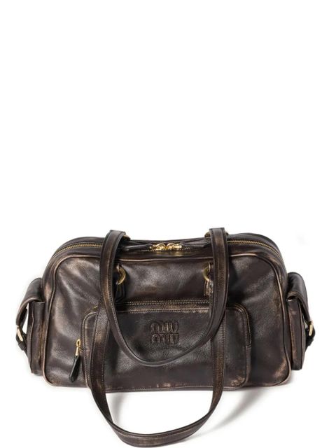 Miu Miu Pocket logo-embossed tote bag - Brown - zdjęcie produktu nr 1