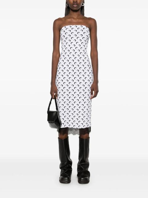 Marine Serre Crescent Moon bustier midi dress - White
