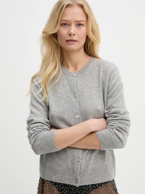 Samsoe Samsoe kardigan wełniany SABOSTON kolor szary lekki F24400186 - zdjęcie produktu nr 1