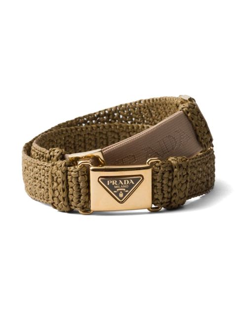 Prada triangle-logo crochet belt - Green - zdjęcie produktu nr 1