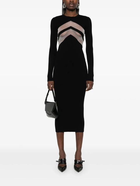 Jean Paul Gaultier semi-sheer panels midi dress - Black
