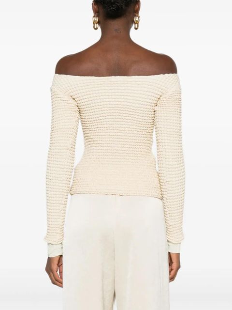 Nanushka sculpted-neckline long-sleeved top - Neutrals