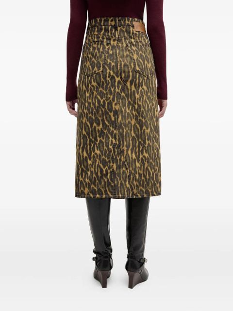GANNI pocket-detail animal-print midi skirt - Brown - zdjęcie produktu nr 2