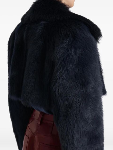 KHAITE collared fur jacket - Black