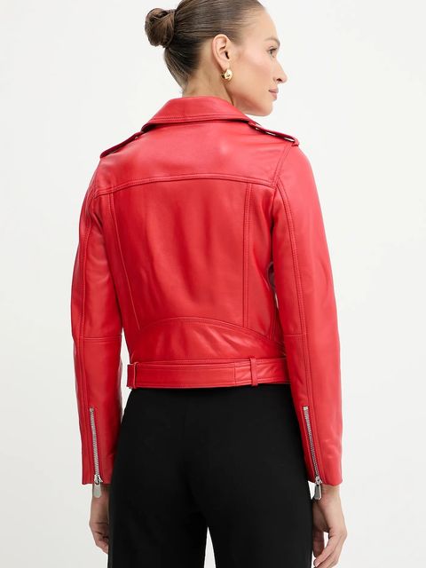 Pinko ramoneska skórzana damska kolor czerwony przejściowa 103897 A21L - zdjęcie produktu nr 2