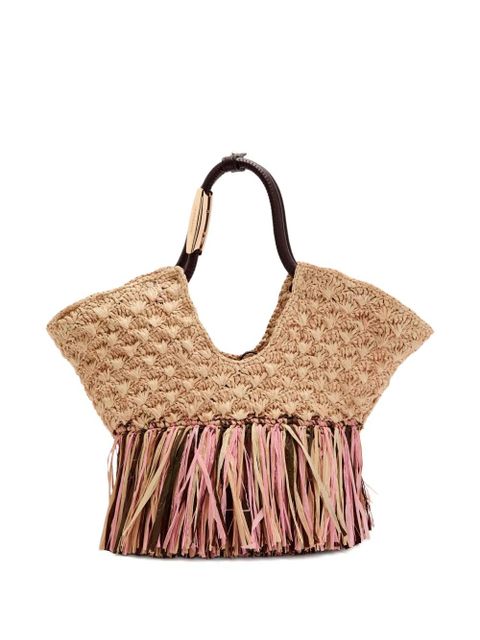 ZIMMERMANN small Goldentime fringed raffia tote bag - Neutrals - zdjęcie produktu nr 1