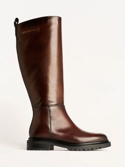 Karl Lagerfeld kozaki BINKY damskie kolor brązowy na płaskim obcasie KL47595 - zdjęcie produktu nr 1