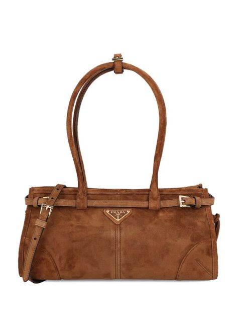 Prada medium Bonnie suede shoulder bag - Brown