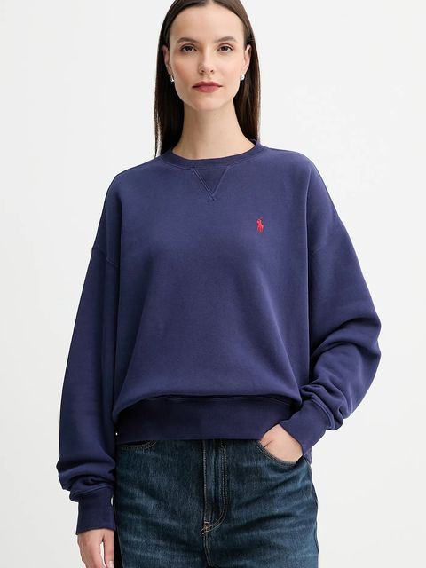 Polo Ralph Lauren bluza bawełniana damska kolor granatowy gładka 211972697 - zdjęcie produktu nr 1
