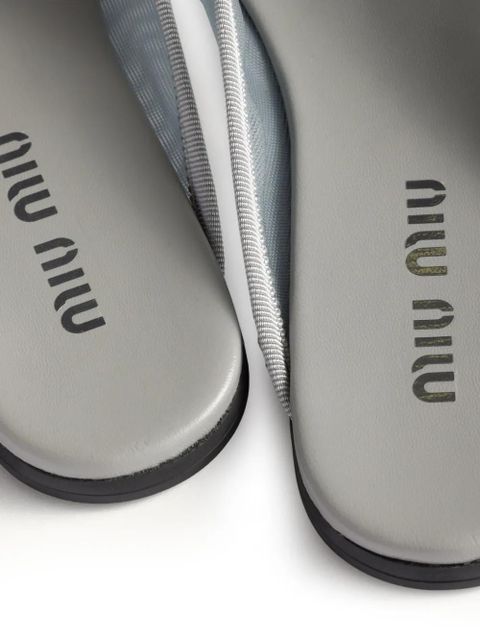Miu Miu logo-detail flat mules - Grey