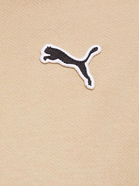 Puma bluza bawełniana BETTER ESSENTIALS damska kolor beżowy z kapturem gładka 675988