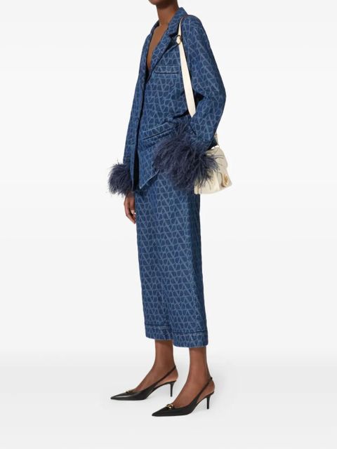 Valentino Garavani jacquard-logo cropped trousers - Blue - zdjęcie produktu nr 2