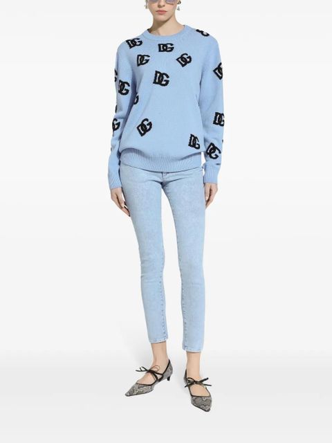 Dolce & Gabbana DNA logo embroidered jumper - Blue