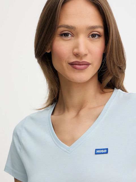 Hugo Blue t-shirt bawełniany damski kolor niebieski 50513667 - zdjęcie produktu nr 2