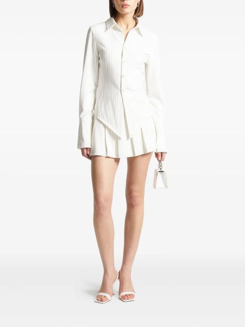 Manière De Voir Sonia pinstripe angled-hem shirt - White - zdjęcie produktu nr 2