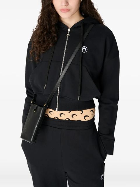 Marine Serre moon-logo zip-fastening hoodie - Black