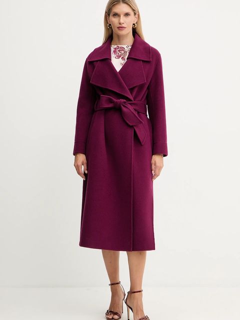 Simona Corsellini płaszcz wełniany kolor bordowy A25CPCPV0101 - zdjęcie produktu nr 1