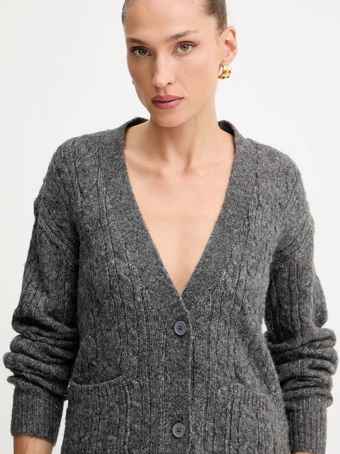Silvian Heach kardigan z domieszką wełny VALBUENA damski kolor szary GPA25149CD