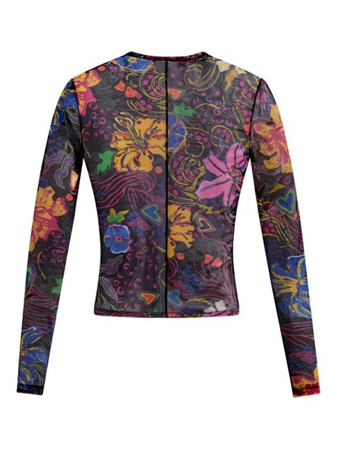 AREA hotfix printed tulle top - Black - zdjęcie produktu nr 2