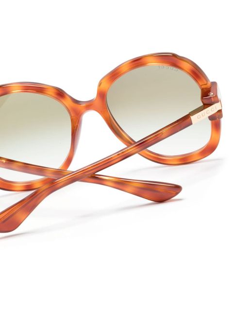 Gucci Eyewear logo-engraved oversize-frame sunglasses - Brown