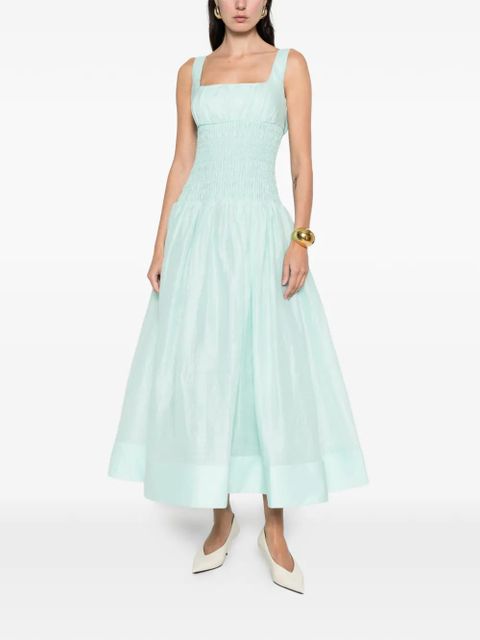 Self-Portrait shirred-panel midi dress - Green