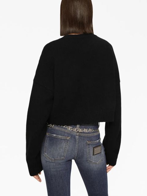 Dolce & Gabbana logo-plaque cropped jumper - Black - zdjęcie produktu nr 2
