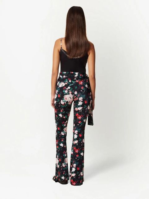Rabanne floral-print straight trousers - Black
