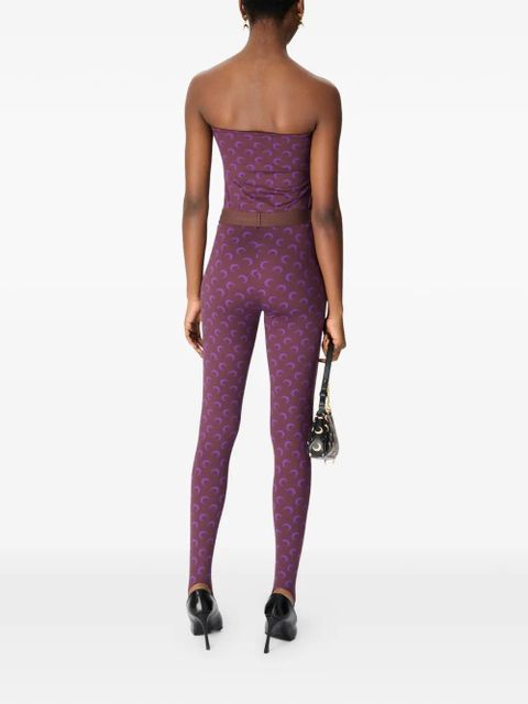 Marine Serre moon-print jersey leggings - Purple