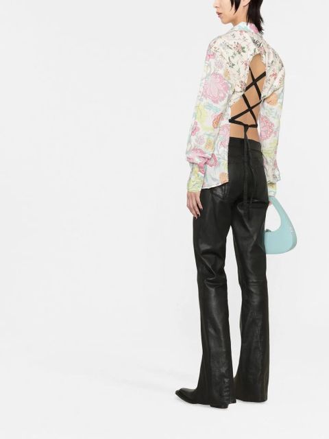 Marine Serre lace-back floral shirt - White