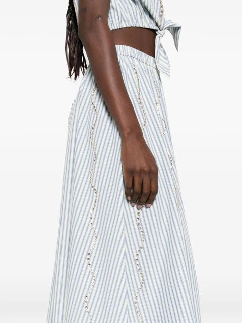 SANDRO striped-pattern embellished skirt - White